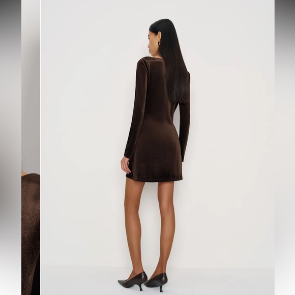 NWT Reformation Jaelynn Knit Dress Deep Brown Velvet L - Picture 4 of 10